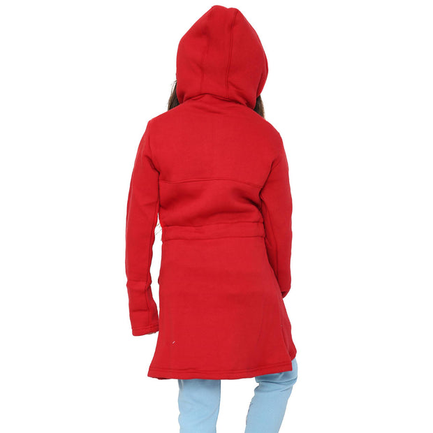 A2Z 4 Kids Red Parka Jacket Faux Fur Hooded Coat Drawstring Waist Fashion Girls Age 5-13 Years