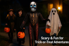 Boys Girls Mecha Skeleton Halloween Costume with Skull Mask Scary Jumpsuit 3-14