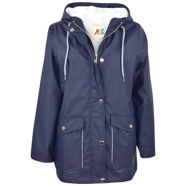 PU Raincoat Jacket Windbreaker Waterproof Parka Hooded Girls Boys Age 5-13 Years