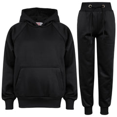 Kids Girls Boys Plain Tracksuit Hooded Sweat Hoodie Bottom Jog Suit Joggers 5-13