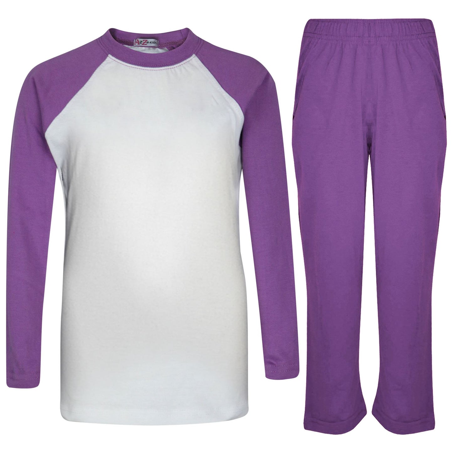 A2Z 4 Kids Girls Boys PJs Plain Color Stylish Color Contrast Pyjamas Sleepwear