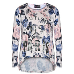 Kids Paris Print Floral Long Sleeve T-Shirt Top Leggings Set Girls Age 7-13 Year
