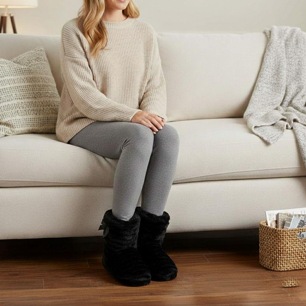 Ladies Slipper Cozy Memory Foam Bootie Novelty Warm Winter Knitted Ankle Boot