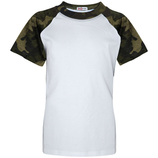 A2Z 4 Kids Raglan Style T Shirt Colour Contrast Top Short Sleeve Camo Green Super Soft Comfy Loungewear Dress Up Gifts for Children Girls & Boys Age 5-13 Years - A2Z 4 Kids