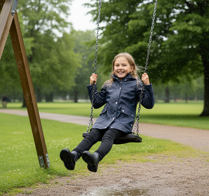 PU Raincoat Jacket Windbreaker Waterproof Parka Hooded For Girls Boys Age 5-13 Years