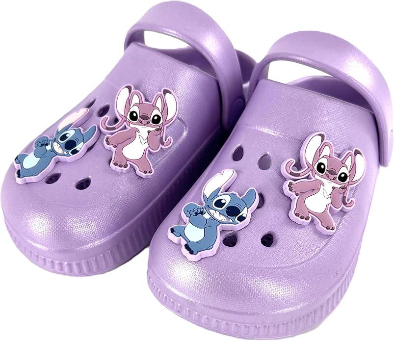 Kids Disney Stitch Girls Clogs with Charms Slip On Sandals  Beach Garden Shoes