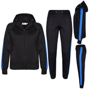 A2Z 4 Kids® Kids Girls Boys Tracksuit Designer's Plain Contrast Blue Stripes Fleece Hooded Hoodie Bottom Jogging Suit Joggers Age 5 6 7 8 9 10 11 12 13 Years