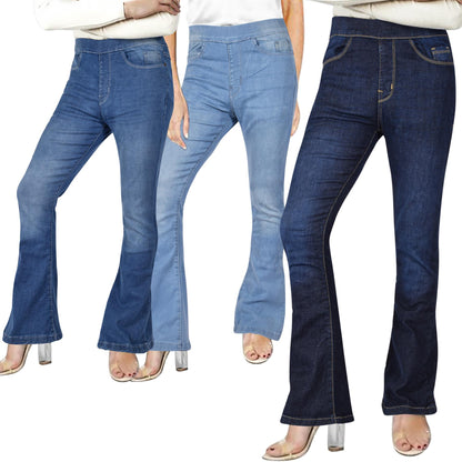 Womens Denim Jeans Comfort Stretch Flared Bell Bottom Fashion Pants For Ladies