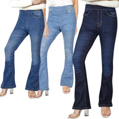 Womens Denim Jeans Comfort Stretch Flared Bell Bottom Fashion Pants For Ladies