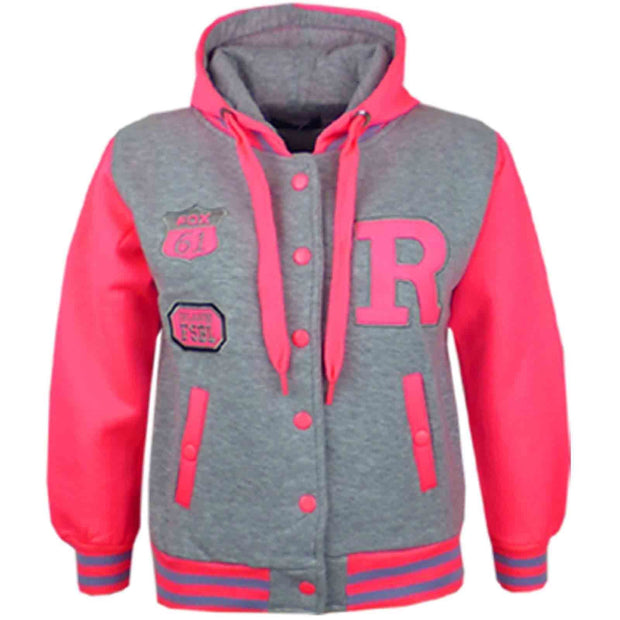 A2Z 4 Kids® Kids Jacket Girls Boys R Fashion Baseball Hooded Jacket Varsity Hoodie New Age 2 3 4 5 6 7 8 9 10 11 12 13 Years