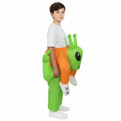 Kids Inflatable Alien Costume Fancy Dress Green Blow Up Suit Halloween Costume