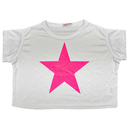 A2Z 4 Kids Girls Short Sleeves Crop Top Star Soft Feel Breathable Crop Top