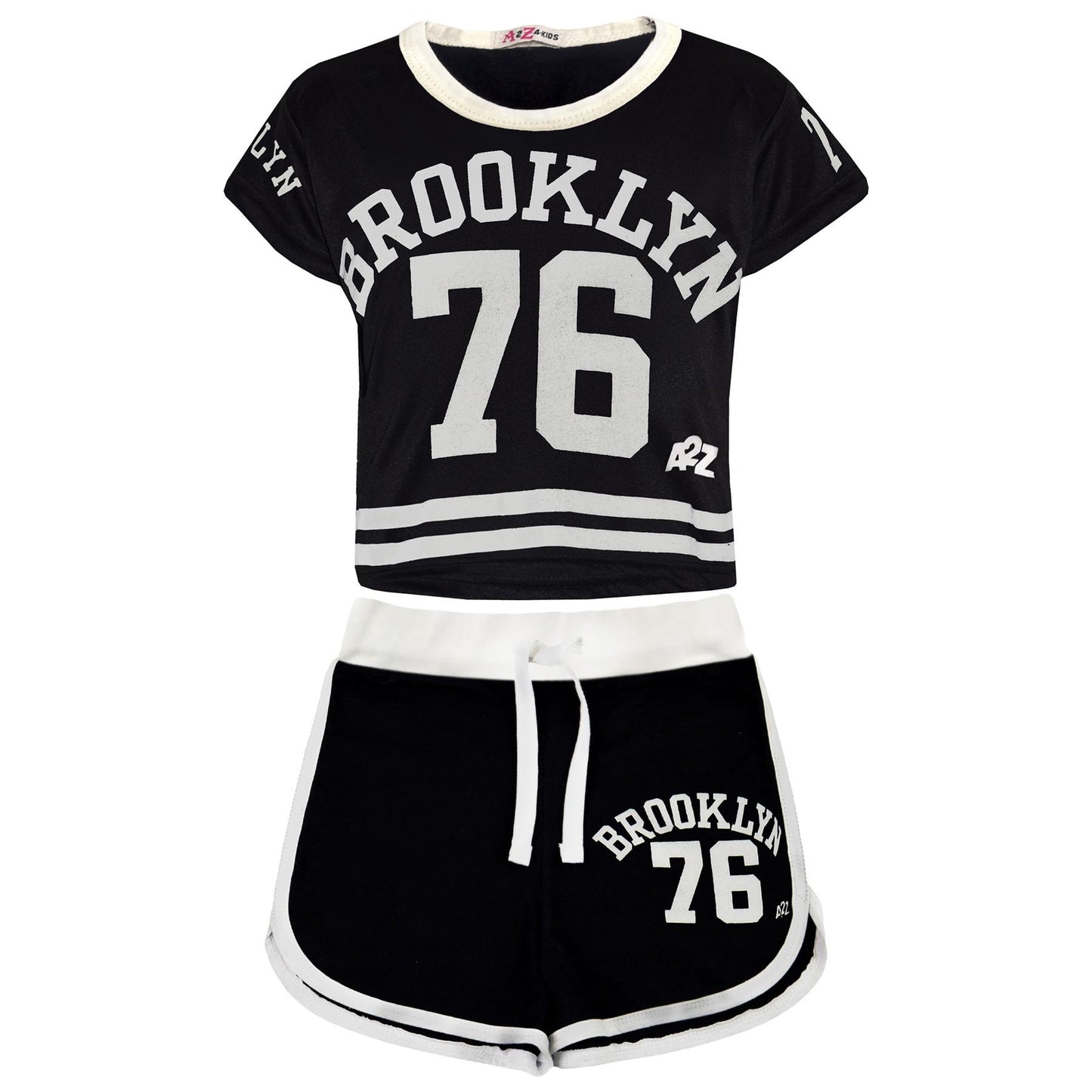 A2Z 4 Kids Girls Crop Top Shorts Set Brooklyn 76 Outfit Summer Clothing Sets