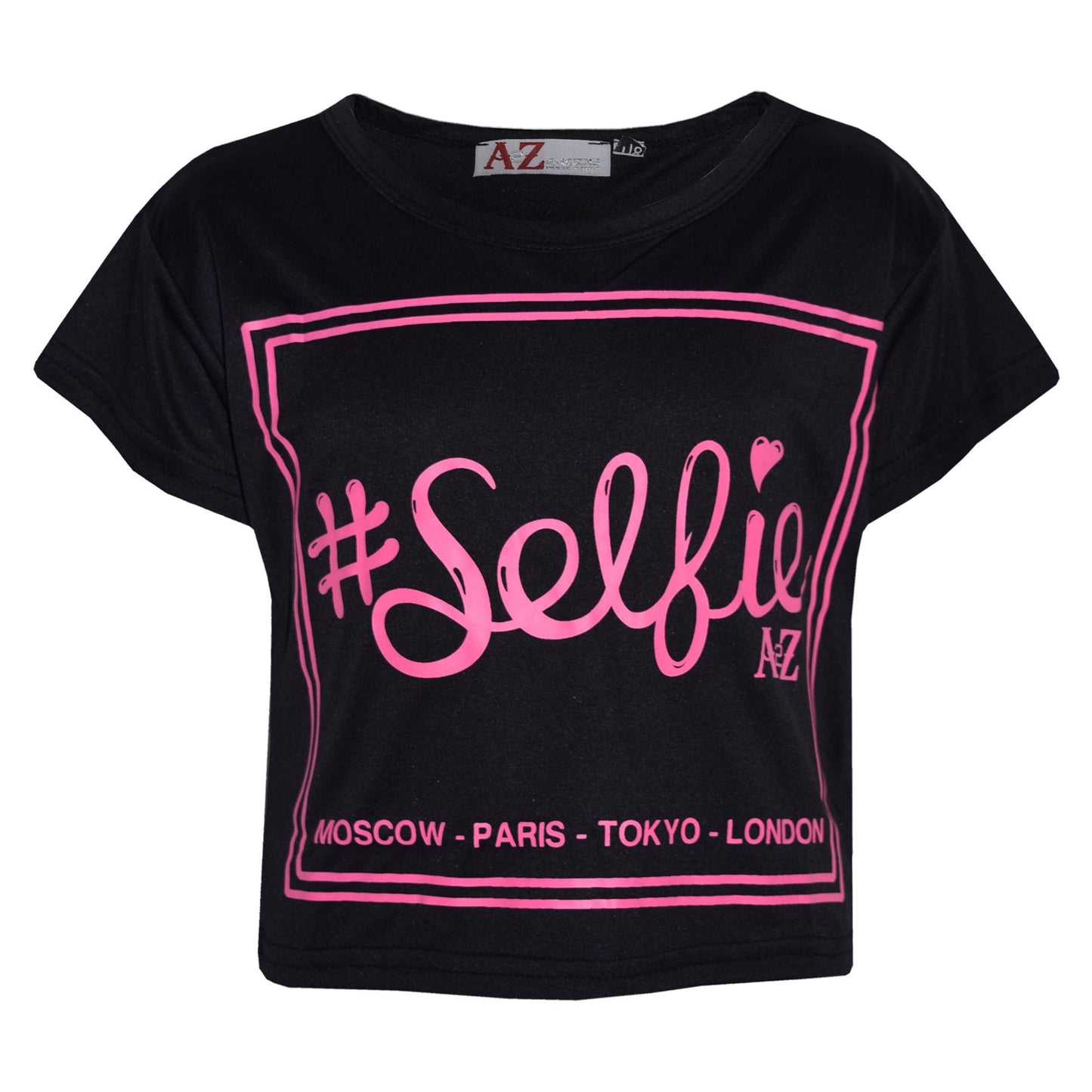 Girls Top Kids #Selfie Print Stylish Fahsion Trendy T Shirt Crop Top 7-13 Years