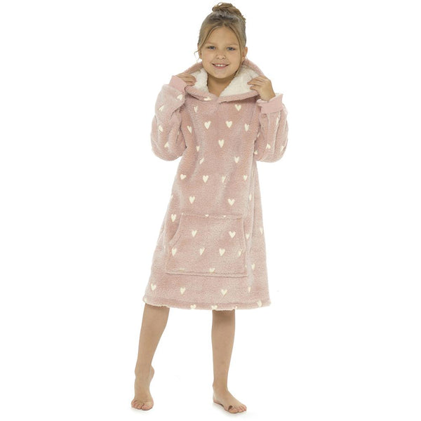 A2Z 4 Kids Girls Boys Blanket Glow in The Dark Heart Oversized Wearable Hoodie
