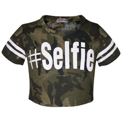 Girls Tops Kids Designer's #Selfie Camouflage Print Crop Top Legging Set 5-13 Yr