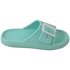 A2Z Girls Teens Open Toe Knitted Effect Lightweight Flat Ladies Walking Sliders