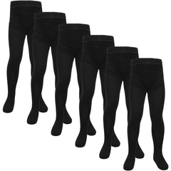 Kids Girls Fleece Lined Thermal Tights Pack 3 Or 6 Cosy Winter Stretchy Tights