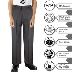 Kids Boys Pants Plain School Uniform Pull Up Regular Fit Elasticated Trouser