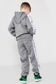 A2Z 4 Kids Kids Girls Boys Tracksuit Designer's A2Z Project Print Panelled Steel Grey Fleece Hooded Hoodie Top Bottom Workout Running Jogging Suit Gymwear Joggers Age 5 6 7 8 9 10 11 12 13 Years