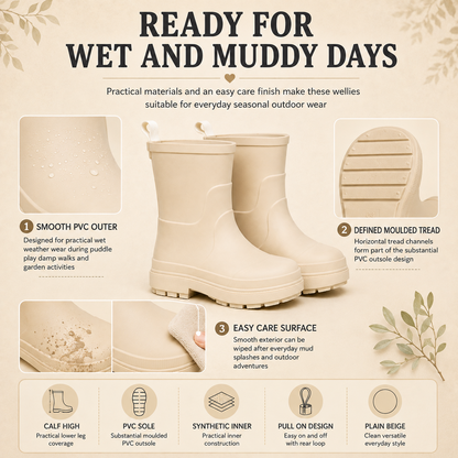 Kids Girls Wellington Wellies Non-Slip Waterproof Lightweight Rain Boots