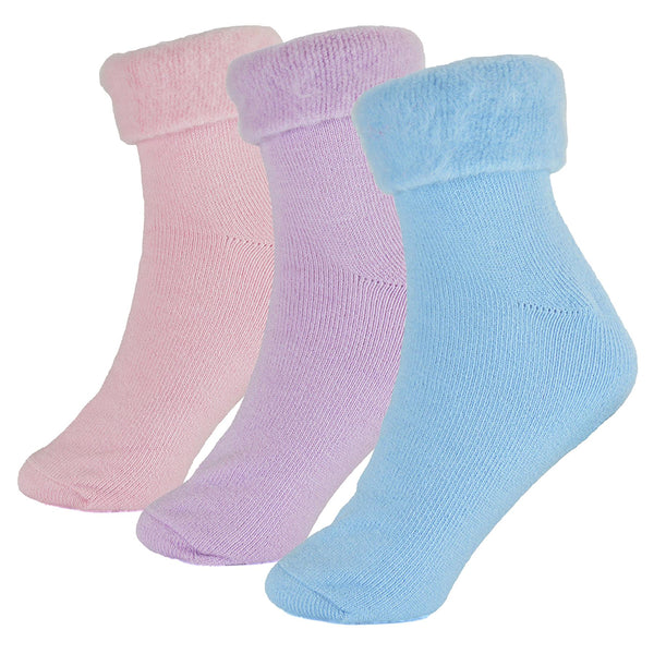 A2Z Ladies Socks 3 Pack Plain Brushed Bed Socks Winter Warm Cozy Fluffy Socks