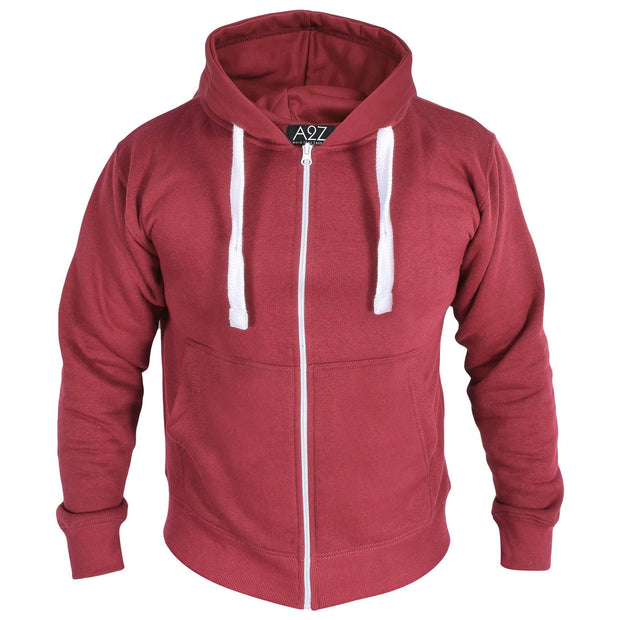 Mens Fleece Plain Zipper Hooded Long Sleeve Sweatshirt For Adults S-4XL