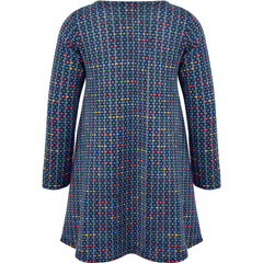 Kids Girls Swing Dress Long Sleeve Tweed Texture Flared Party Summer Dresses