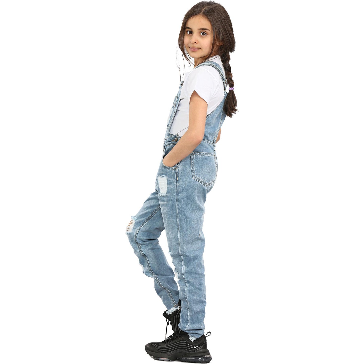 A2Z 4Kids Girls Dungaree Ripped Jeans   Overall All In One Jumpsuit 5-13 Years