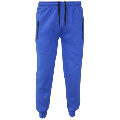 Boys Girls Fleece Trousers Bottoms With Zip Pockets Adjustable Waist Sports Wear