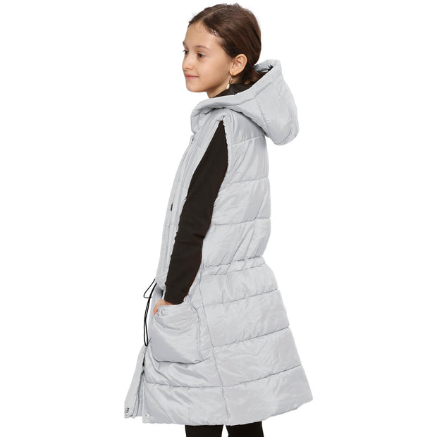 Kids Girls Fashion Oversized Gilet Long Line Jacket Long Sleeveless Coat 7-13 Yr