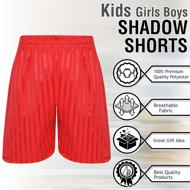 A2Z 4 Kids Shadow Stripe PE Shorts Pack of 2 Football Gym Shorts Age 2-13 Years