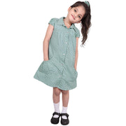 Kids Girls Pack Of 2 Uniform School Dress Gingham Dress With Matching Scrunchies