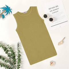 Kids Girls Ribbed Vest Top 100% Thick Cotton Fashion Tank Tops T Shirt 2-13 Year