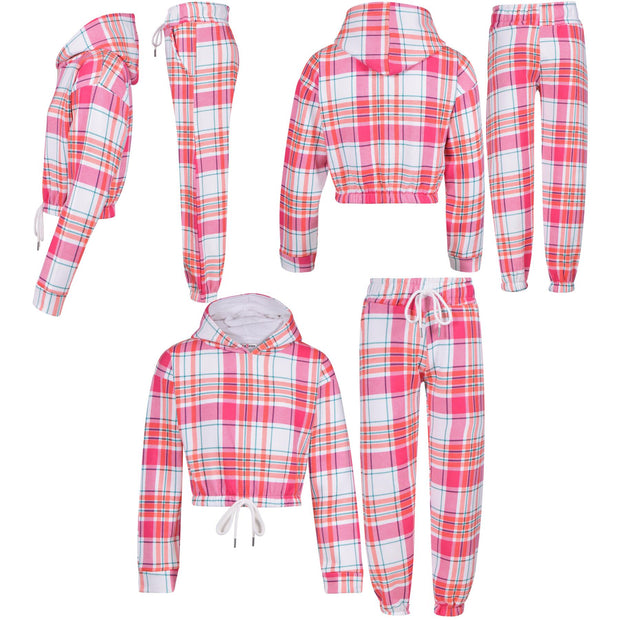 Kids Tie Dye Tracksuit Gym Cropped Hoodie Sweatpants Cord Set Girls Age 5-13