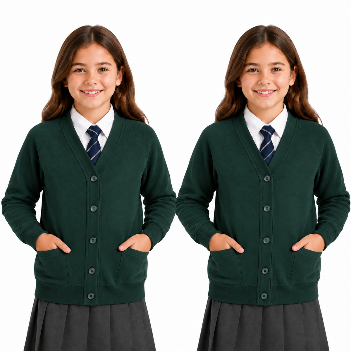 Kids Girls Scouts School Uniform Cardigan Long Sleeve Sweat Knitted Cardigan