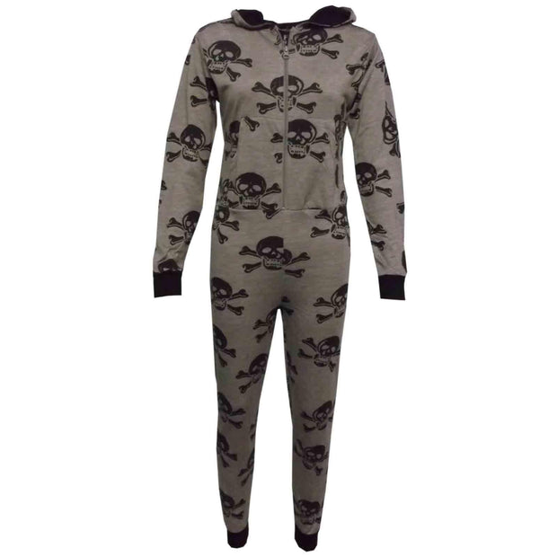 Kids Unisex Onesie Girls Boys Skull & Cross Bone Print Onesies All In One Jumpsuit PJ's New Age 5-13 Years - A2Z 4 Kids