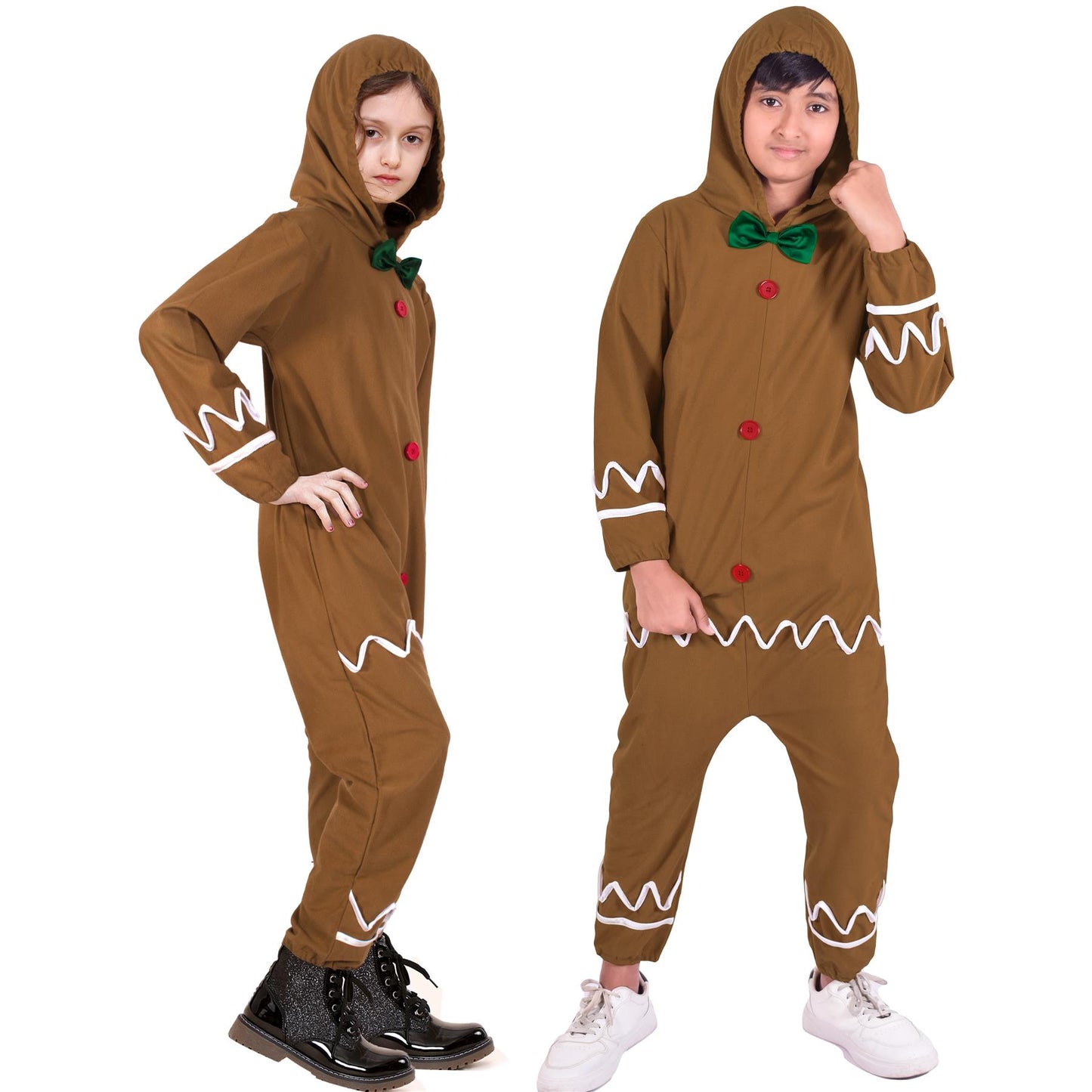 Girls Boys Gingerbread Man Costume Festive Xmas Stage Parties Christmas Outfit