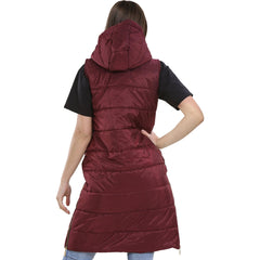 Kids Girls Oversized Gilet Long Line Hooded Quilted Jacket Long Sleeveless Coat