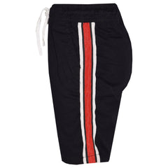 Kids Boys Girls Chino Shorts Contrast Stripes Knee Length Half Pant Age 5-13 Yr