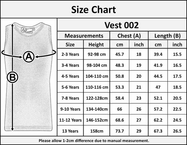 Kids Girls Ribbed Vest Top 100% Thick Cotton Fashion Tank Tops T Shirt 2-13 Year