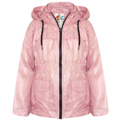 A2Z 4 Kids Raincoat Jackets Baby Pink Windbreaker Waterproof Parka Shower Resistant Hooded Raincoat Childrens Girls Age 5-13 Years