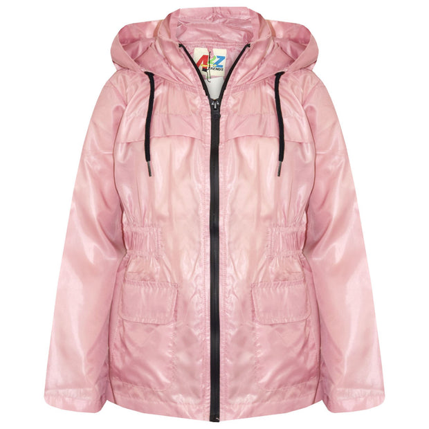 A2Z 4 Kids Raincoat Jackets Baby Pink Windbreaker Waterproof Parka Shower Resistant Hooded Raincoat Childrens Girls Age 5-13 Years