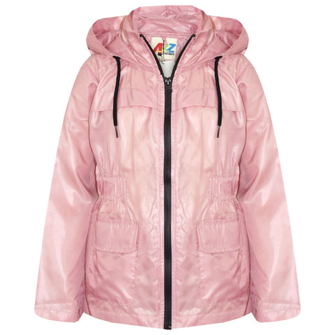 A2Z 4 Kids Raincoat Jackets Baby Pink Windbreaker Waterproof Parka Shower Resistant Hooded Raincoat Childrens Girls Age 5-13 Years