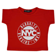 Kids Girls NYC BROOKLYN MIAMI CHICAGO Print Crop Top T Shirt Age 7-13 Years