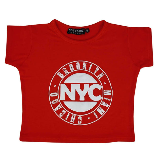 Kids Girls NYC BROOKLYN MIAMI CHICAGO Print Crop Top T Shirt Age 7-13 Years