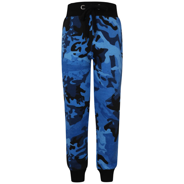 A2Z 4 Kids Camouflage Blue Tracksuit Jumper Sweatshirt Set with Jogger Bottoms PE School Sports Activewear Set Girls Boys Children Age 3-13 years