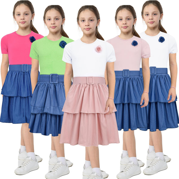Kids Girls Summer Dress Casual Ruffle Party Dress Age 2-14