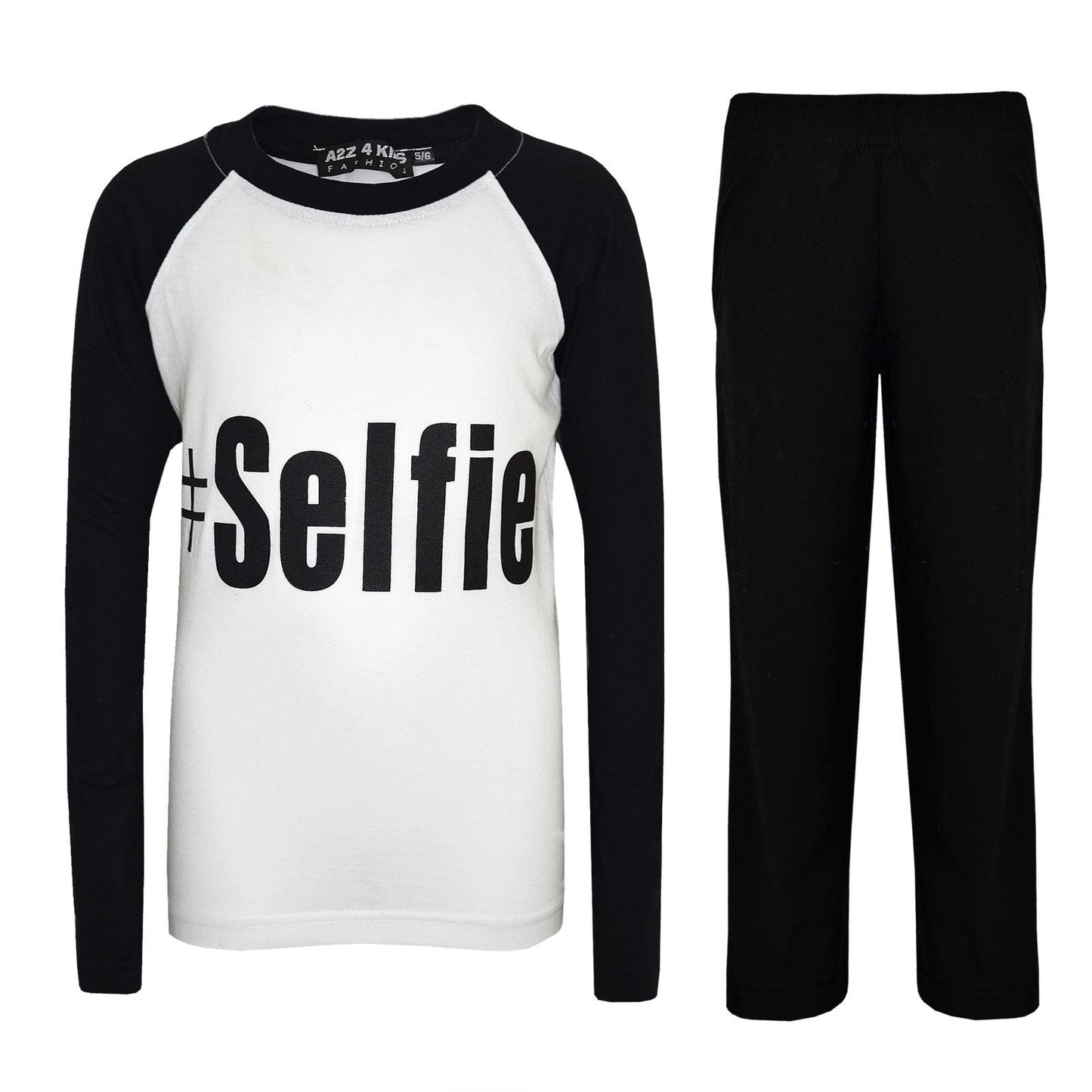 Kids Girls Boys PJ's " #SELFIE " Printed Stylish Pyjamas New Age 5-13 Years