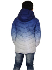 Kids Boys Hooded Jackets 3D Two Tone Fade Gradient Padded Warm Thick School Coat